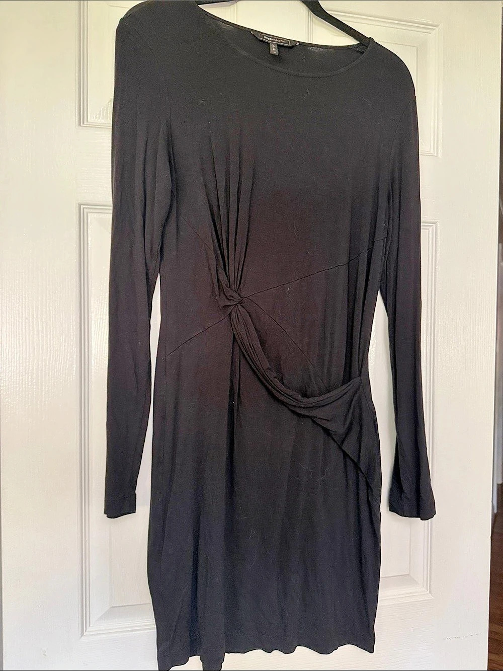 BCBGMAXAZRIA Black Draped Mini Dress Size Medium Like New